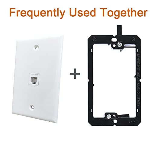 Image of 1 Port Phone Jack Wall Plate Female to Female - CAT3 RJ11 Telephone Jack Cover Plate for Landline /Phone Cable - White