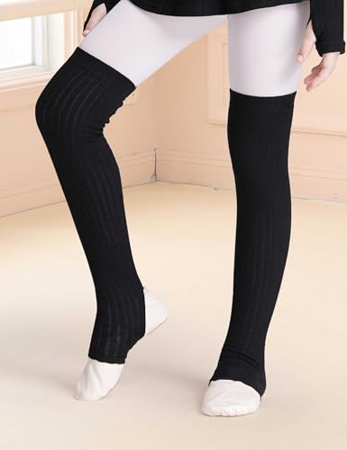 Image of Girls Leg Warmer Knitted Workout Socks for Ballet, Athletic Legsleeve for Dance Warm up
