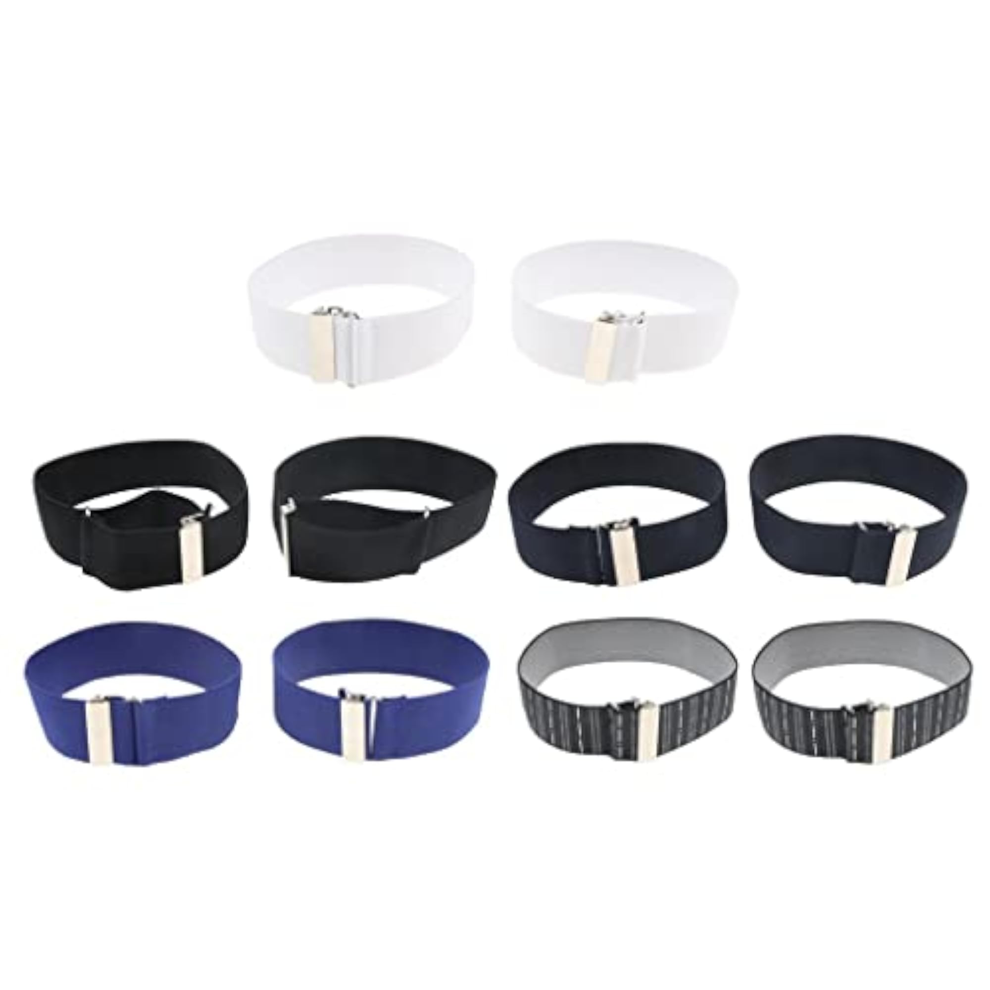 Adjustable Anti Slip Elastic Shirt Sleeves Holder Armband, White