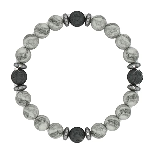 Bracelet pierre de lave homme 8mm contre l'anxiété avec diffusion d'huiles essentielles