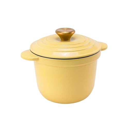 Enameled Cast Iron Petite Oven, claypot rice，porridge， spaghetti baked with cheese - Dutch Oven 2 Quarts (yellow)