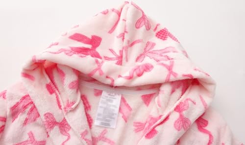 Image of Kids Hooded Bathrobe Girls Soft Plush Hooded Flannel Pajamas Sleepwear Boys Spa Robe