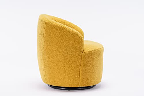 Sillón giratorio de tela teddy color amarillo miniatura 5