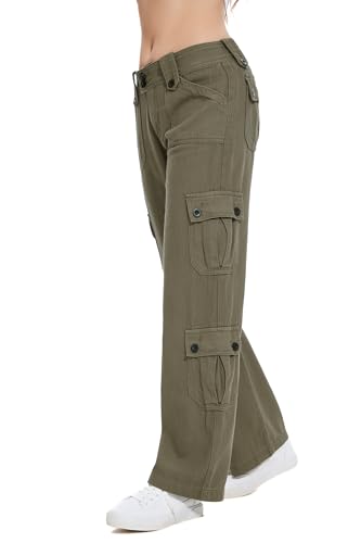 Womens Baggy Cargo Jeans Vintage Low Waist Y2K Outfits Straight Leg Distress Denim Pants4