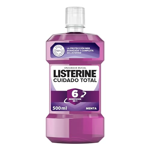 Listerine Cuidado Total (1x500 ml), enjuague bucal con flúor, colutorio bucal con 6 beneficios en 1, elixir bucal para una limpieza bucal completa