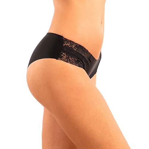 Image of Pretty Sweet Intimates Women's Seamless Cheeky Bikini Underwear, Pack of 10- Laser Cut, No Show Cheeky Panties with Lace
