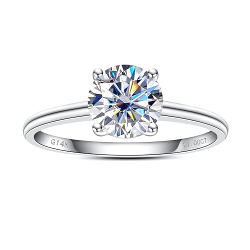 IGI 1ct D Color VVS Lab Grown Diamond Engagement Ring, 14K Solid White Gold