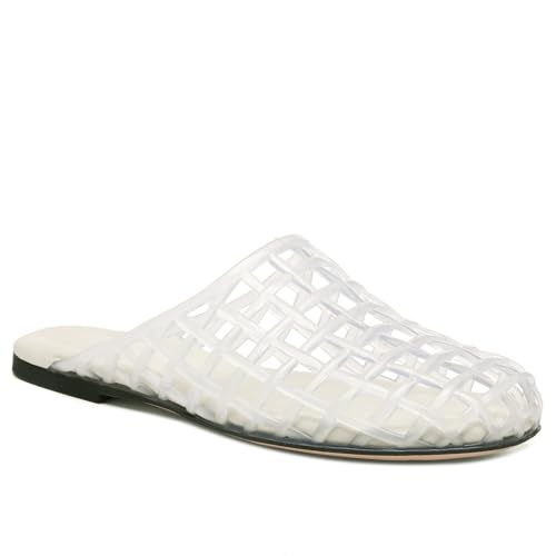 Clear Jelly Shoes for Women Slip on Jelly Mesh Slides Comfortable Closed Toe Flats Sandals Summer Beach Slippers.