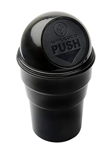 APPUCOCO Mini Car Trash Bin Can Holder Dustbin - Black (L 17 x W 6.5 cms)
