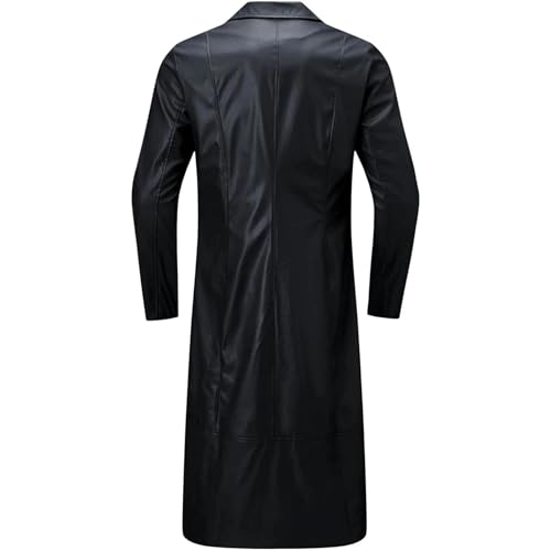 Maiyifu-GJ Mens Retro Faux Leather Trench Coat Full Length Steampunk Long Overcoat Vintage Open Front Cardigan Jacket3