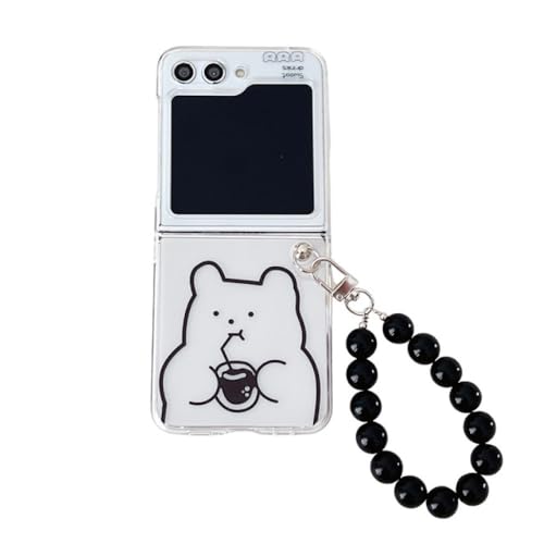 Coque acrylique pour Samsung Z Flip 4 anti-chute avec chaîne perles