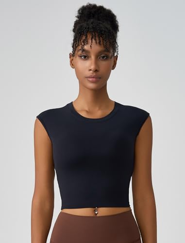 ABOCIW Workout Tops for Women Open Back Longline Sports Bras Athletic Crop Top Cap Sleeve Gym T Shirts with Built in Bra2