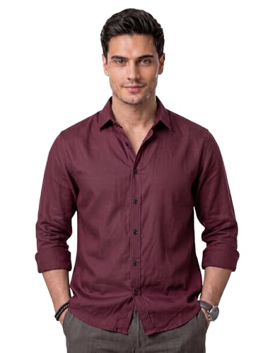 Image of Men's Cotton Blend Solid Casual Shirt Regular Fit Full Sleeve Shirt for Men Plain Formal & Casual Wear Collared Button Down Shirt