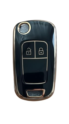 Astra J, Corsa D, Corsa E, Insignia, Mokka ve Meriva için Siyah-Altın, 2 Düğmeli Akıllı Anahtar Kılıfı