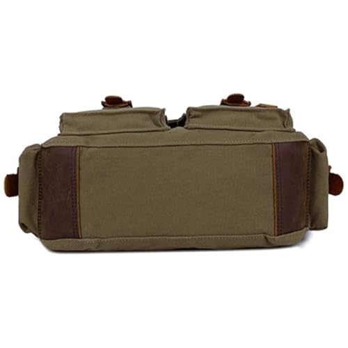 Bolso mensajero de cuero vintage para laptop 32cm verde ejército miniatura 6
