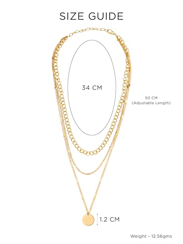 Image of Yellow Chimes Multi Layered Choker Necklace for Women | Fashion Gold Plated Chain Necklace | Multilayered Chain Necklace for Women | Western Necklace for Girls Birthday Anniversary Gift for Women Wife