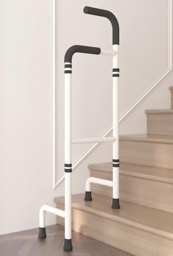 Elderly Stair Climbing Assist Cane, Adjustable Height 36-46in, Lightweight(2.6lb) & Sturdy and...