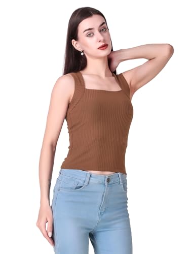 Image of Sizi Women Padded Camisole Workout Top| Tank Top with No Trace,Square Neck Seamless Vest,Elastic Removable Wide Shoulder Strap Camisole
