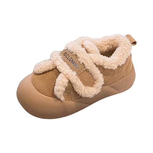 IWIHMIV Girls Cotton Shoes Toddler Girls Warm Winter Comfy Outdoor Cold Weather Soft Sole Non Slip Flat Walking Shoes