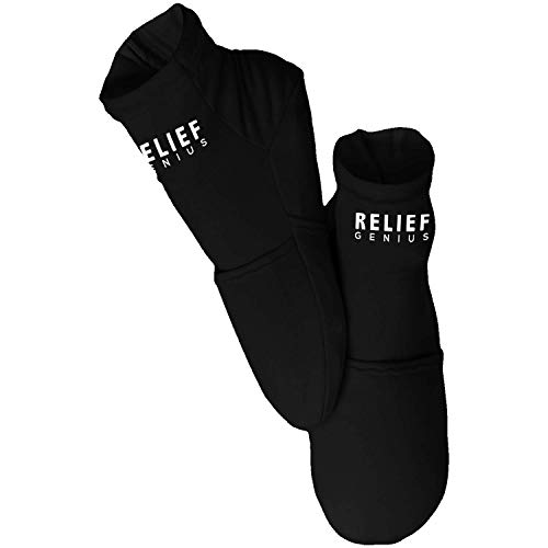 Relief Genius Cold Therapy Socks with Reusable Gel ice Packs - Achieve Relief from Sprains, Muscle Pain, Bruises, Swelling, Edema, Chemotherapy, Arthritis, Post Partum Foot- 2 pcs (Small Medium)