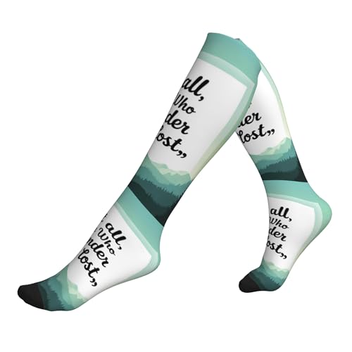 Qewfoju Not All Those Who Wander Are Lost 1 Pattern Compression Socks 15-20 mmHg Circulation Best Support Knee High Sock