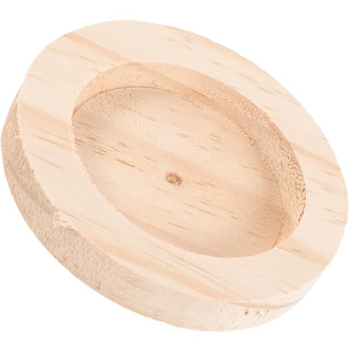 UKCOCO Comedero de Madera Maciza para Hámster y Cobayas, Tazón Pequeño Redondo Multifunción, Anti-vuelco, Fácil de Limpiar, Suministros para Roedores y Mascotas Pequeñas, Plato