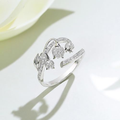 White Gold Plated White Cubic Zirconia Rose Flower Engagement Rings Wedding Bridal Band Promise Rings Evening Parties Anniversary Valentine's Day Gifts Eternity Bands for Women4