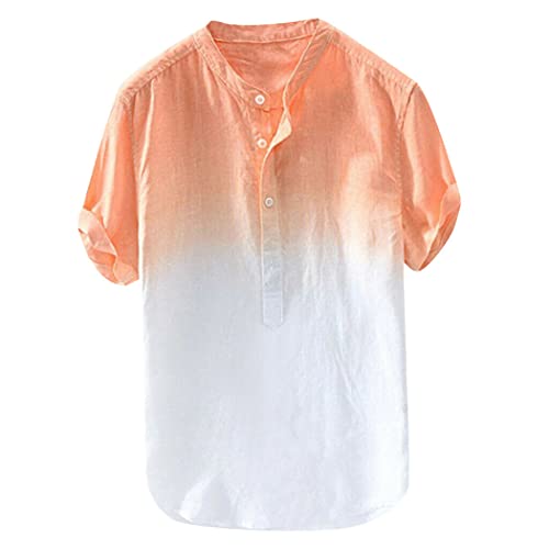 Chemise homme coton et lin orange 3XL dégradé plage