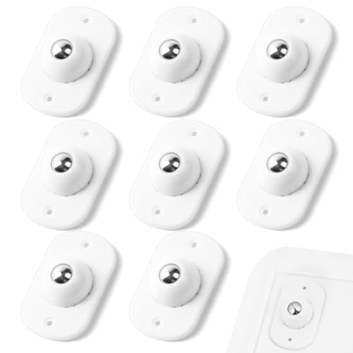 OFFCUP 8 Stück Kugelrollen Mini Möbelrollen Flach Selbstklebende Rollenrad Kugelrollen für Möbel Universal 360 Grad Rollen für DIY Mülleimer Aufbewahrungsbox Kleingeräte Mülleimerbox (weiß)