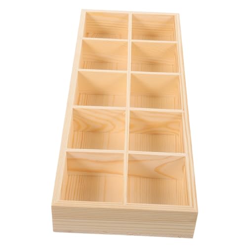GLEAVI Wooden Tea Bag Storage Box 10 Compartment Drawer Organizer for Tea Sugar and Instant Products