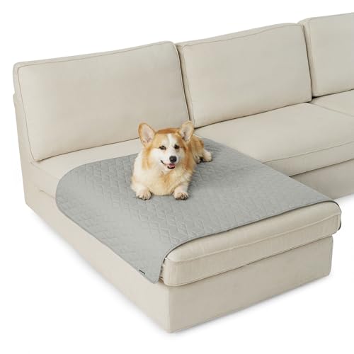 Bedsure 100% Waterproof Couch Cover for Dogs Washable - Non Slip Waterproof Dog Blanket for Couch Sofa, Lightweight Furniture Protector Durable for Pet Cat Puppy with Non-Slip Bottom, Grey, 40x50IN