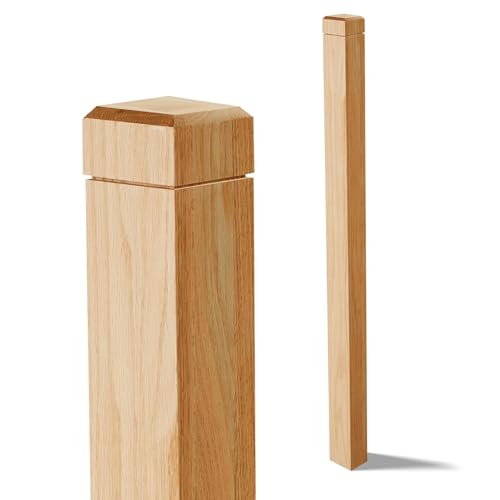 Image of CroBlissful 3 inch x 3 inch x 48 inch Solid Red Oak Stair Newel Post with a Single Groove Notched Newel Wood Balusters for Staircase Interior Railing Newels for Stair Handrails