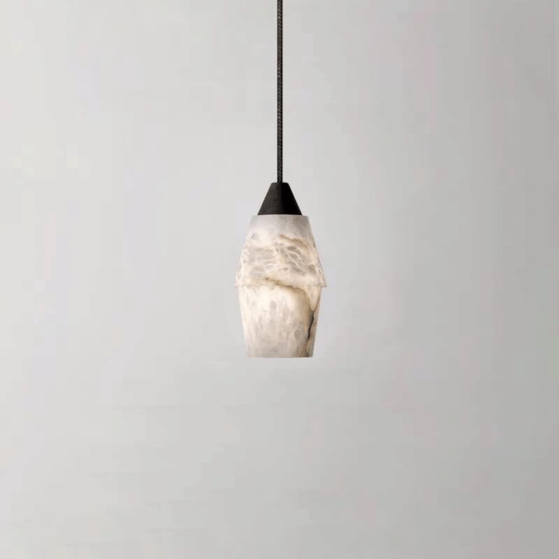 GHBSDNEPP 8.3In Natural Alabaster Glass Light Pendant, Nordic Modern Simple Chandelier, White Marble Ceiling Hanging Lamp with E14 Lamp Holder for Bedroom Dining Room Kitchen Island Sink(Type B)/One C