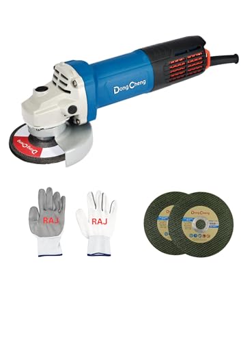 Image of DongCheng Angle Grinder | 1100W | 13000rpm | 100mm Wheel Diameter | Ultra-Slim Body | Extra Pair of Carbon Brush Included | Two Metal Cutting Wheel & One Pair Of Hand Gloves FREE | DSM17-100 |