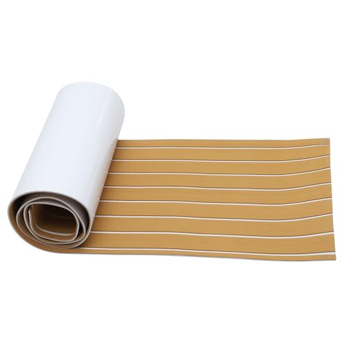 UKCOCO Alfombrilla Antideslizante para Suelo de Barco Autoadhesiva en Espuma Eva Imitación Madera 240x45 Cm Resistente al Agua y Rayos UV para Cubierta de Yate y Terraza