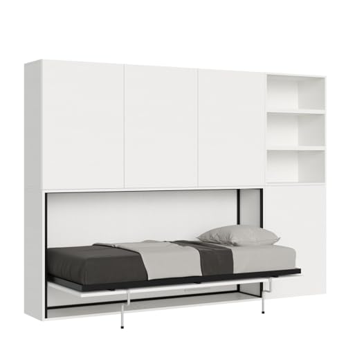 Decor Space Letto Venezia singolo a scomparsa con scompartimenti, in legno, con apertura orizzontale, per camera da letto (Senza materasso, Composizione F)