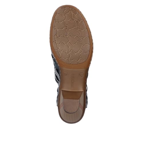 Image of Rieker 46778 Sina Women's Heels - Sling-Backs, Leather Upper, Hand-Woven Design, Anti-Stress Comfort, Flexible Sole, Secure Fit, and Timeless Everyday Style