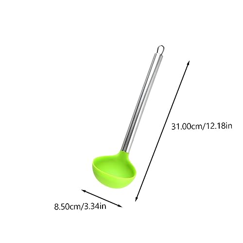 Unomor 2pcs Silicone Spoon Kitchen Supplies - Soup Ladles Korean Soup Spoon Heat-resistant Soup Ladles Soup Ladles for Kitchen Bouillon Spoon Kitchen Spoon Tableware Stainless Steel Green