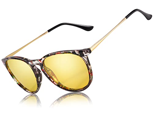 Image of TJUTR Women's Night-Vision Glasses for Driving, Polarized Yellow Lens | Reduce Glare, Nighttime Driving, Rainy Weather, Foggy Conditions, UV Protection