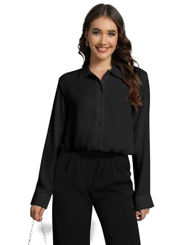 Women's Button Down Long Sleeve Bodysuit Blouse Satin Office Work Shirts One-piece Body Suit Tops Business Casual3
