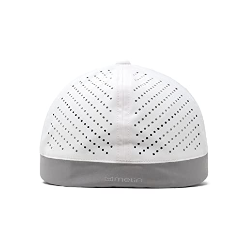 Melin Mflx Hydro, Performance Fitted Hat, Water-Resistant Baseball Cap For Men & Women, White/Grey #TOP3