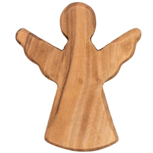 Ange de poche en bois d'olivier sculpté pour soutien spirituel