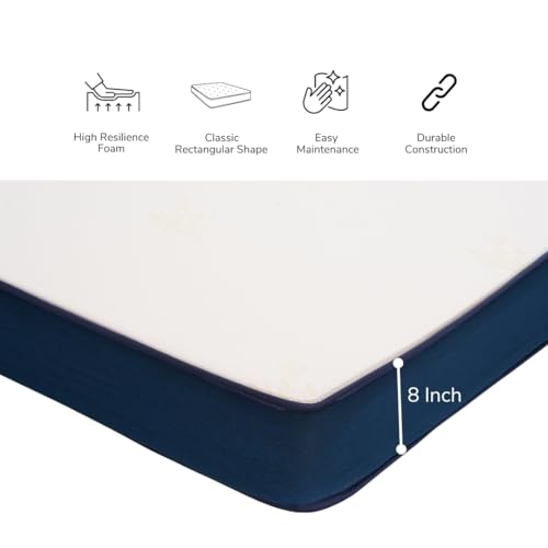 Image of Royaloak Italian Ortho Memory Foam Mattress Queen Size | 8 Inch Thick with Breathable Knitted Fabric & Pressure Relieving Foam | Superior Body Support | Anti Skid Queen Size Mattress | 60X78 Inches