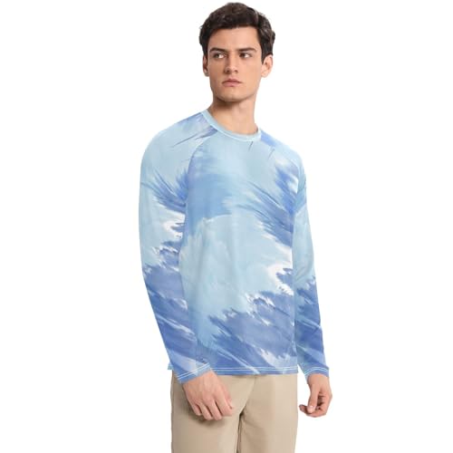 Light Blue Tiedye Men's UPF 50+ Swim Shirts Fishing Long Sleeve UV Sun Protection Long Sleeve Shirts Hiking3