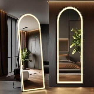 160x50cm Full Length LED Arched Floor Mirror with Gold Frame