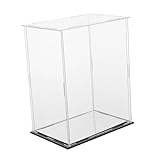 lurrose アクリル防塵ケース 黒鏡面台座付き 透明ディスプレイボックス フィギュア模型用 ホーム収納モデル展示 防塵保護コレクションケー