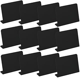 KINBOM 12pcs 4x3inch Mini Chalkboard Signs, Small Chalkboard Message Sign Rectangle Food Labels for Party Buffet Wedding Birthday Parties Carnival Prom Activities,L Shaped, Matte Black