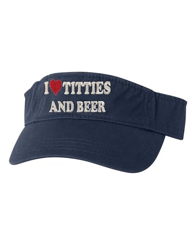 Image of Go All Out Adult I Love Titties & Beer Embroidered Visor Dad Hat