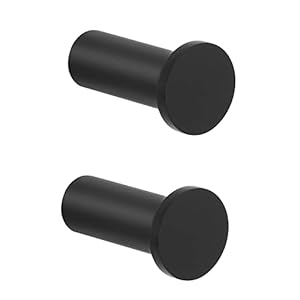 SAYAYO 2 Stuks Handdoekhaken van Roestvrij Staal Kledinghaken 45mm Wandhaken voor Badkamer Slaapkamer Keuken, Matzwart Afwerking, EGOY001Y-B-2P