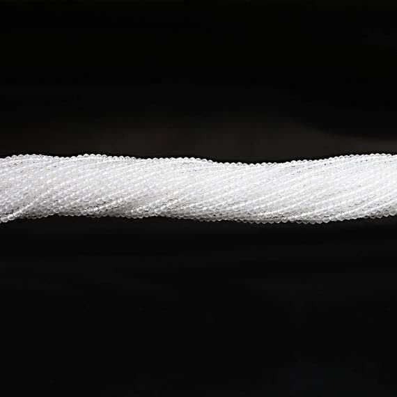 Perles rondelles de quartz blanc 2mm sur fil de 33cm idéales pour ateliers créatifs et bijoux d'été